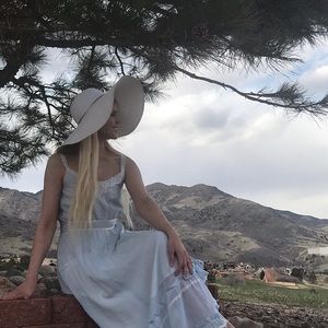 Powder blue vintage Gunne Sax maxi dress.